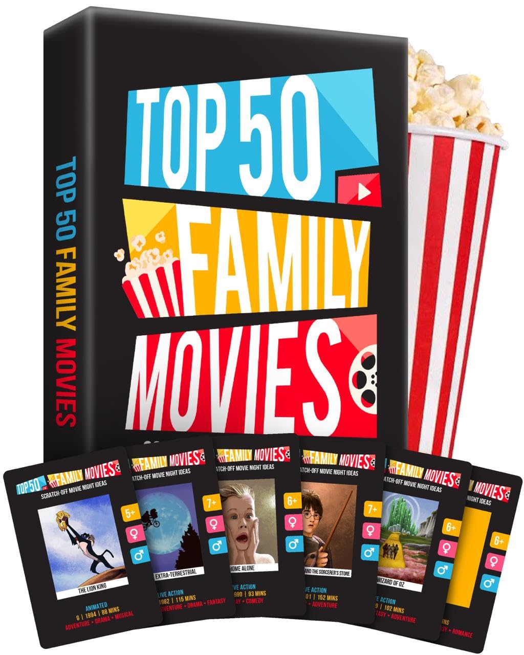 Premium Family Movie Night Scratch Off Cards – Gifts For Families – Kids Movie Game For Movie Lovers, Family Date Night, Sleepovers – Family Night