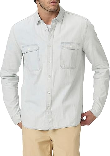 PAIGE Men's Martin Utility Button Up Long Sleeve Shirt, Arvana