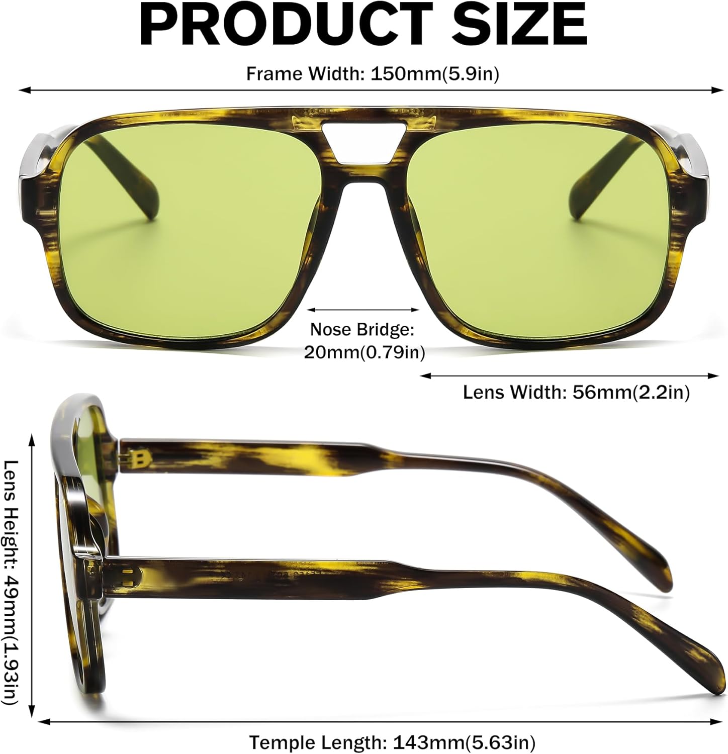 Hycredi Retro Aviator Sunglasses for Women Men, Trendy Square Shades, Vintage Classic Rectangle Sun Glasses - Image 5