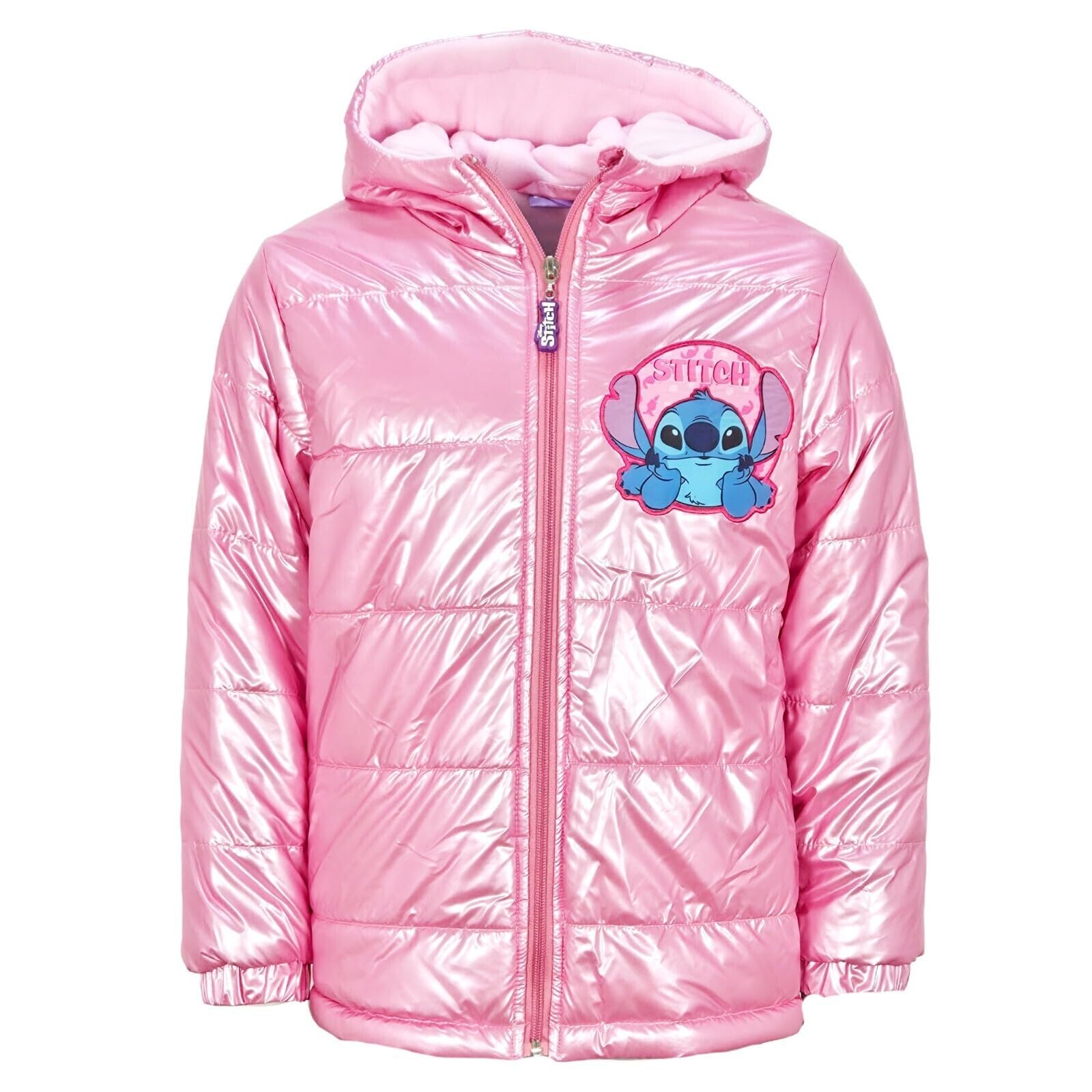 Disney Stitch Kinder Winterjacke Mädchen warme Steppjacke Kapuze Fleecefutter 98-140 Rosa