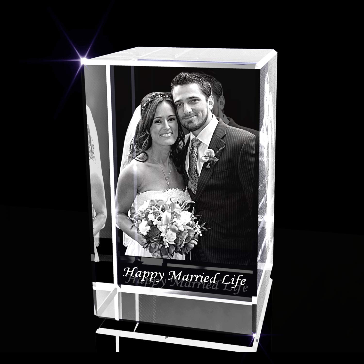 Regalo Personalizzato Con Foto Incisa In Cristallo 3D – Rettangolare Grande 7,6x12,7x6,3 Cm - 3