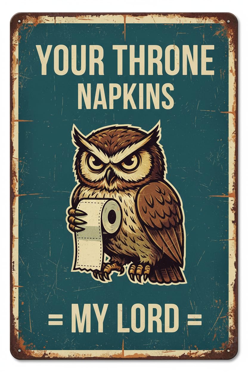 Your Butt Napkins My Lord Owl Tin Sign, 12x8 Inch