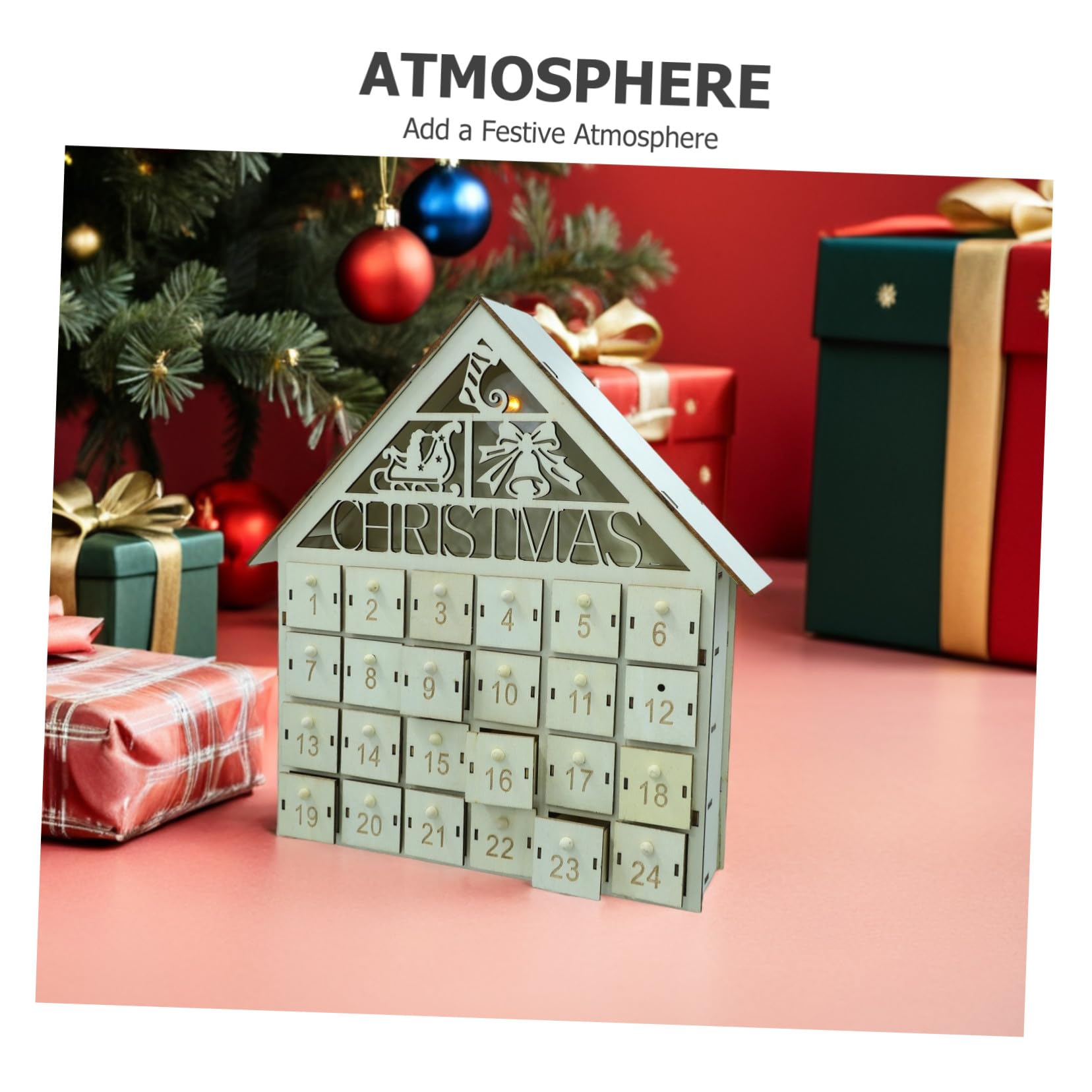 LED Beleuchteter Holz-adventskalender Haus mit Befüllbaren Schubladen Sicherer Kinderfreundlicher Weihnachts-countdown Kalender Interaktives DIY Holiday Countdown Dekor für Familie