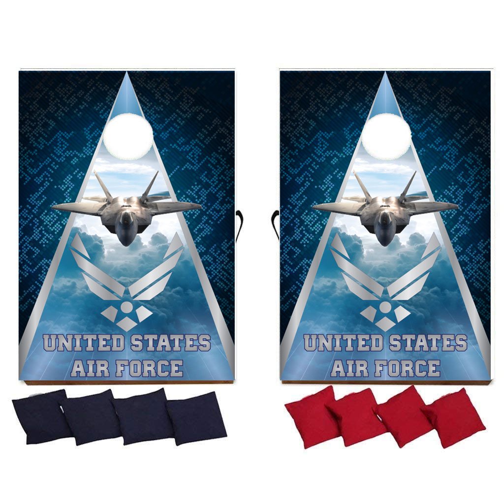 VictoryStore Cornhole Games - United States Air Force Cornhole Game - Air Force Bag Toss Game - 8 Bags Included - Wooden Boards