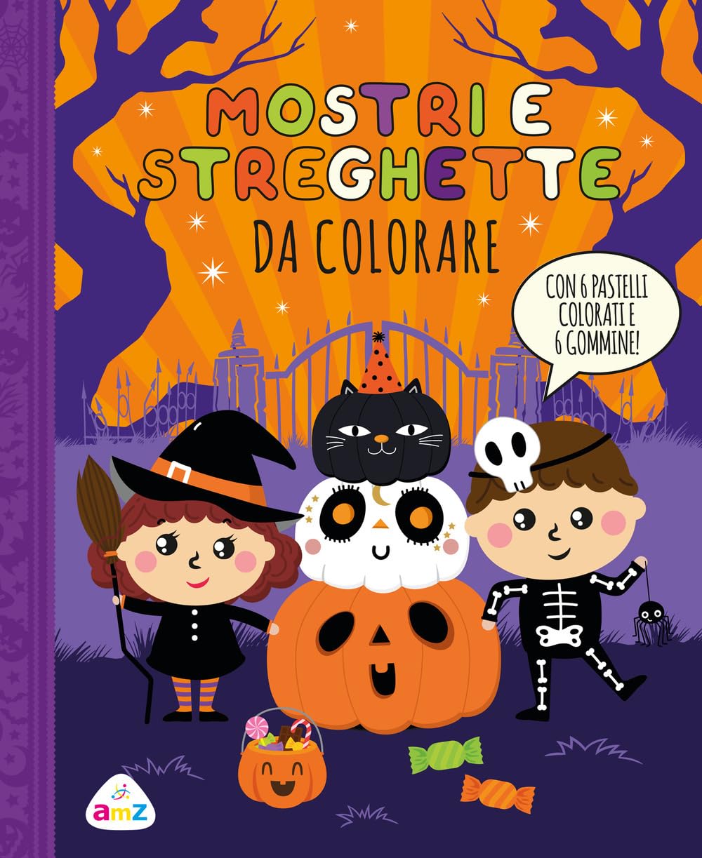 Mostri E Streghette Da Colorare. Ediz. Illustrata. Con 6 Gommine. Con 6 Pastelli Colorati - 4