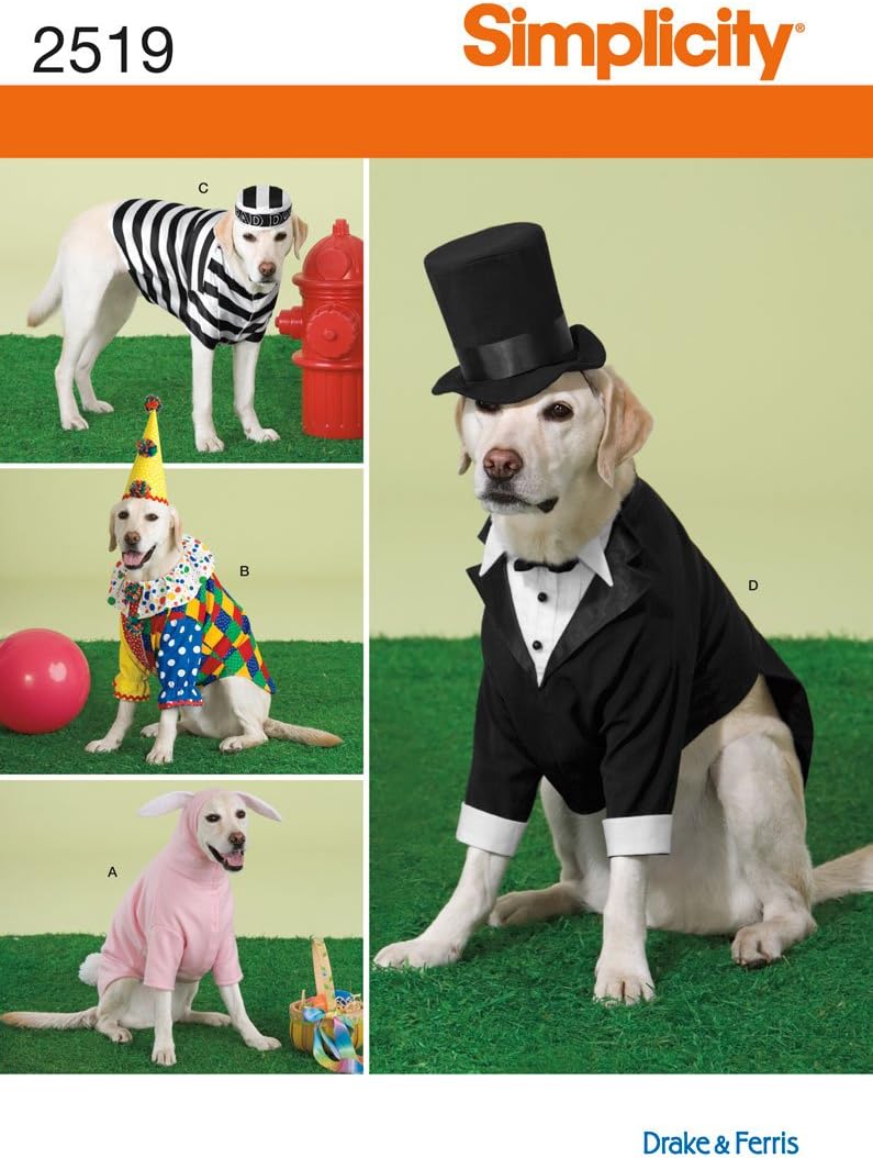 Simplicity 2519 Sew Pattern LARGE SIZE DOG COSTUMES