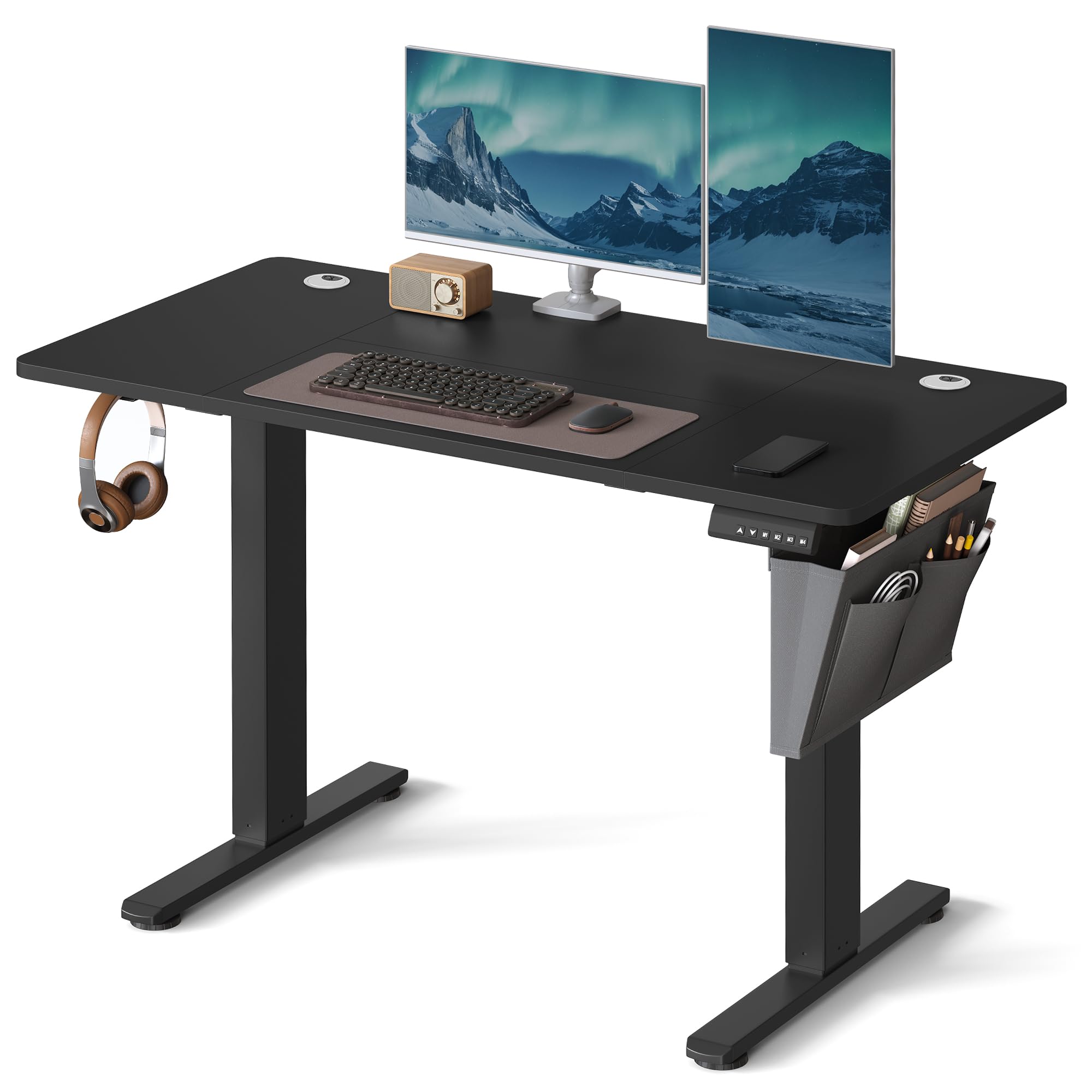 Electric Standing Desk, Height Adjustable Desk, Ink Black / 60D x 120W x (72-120)H cm