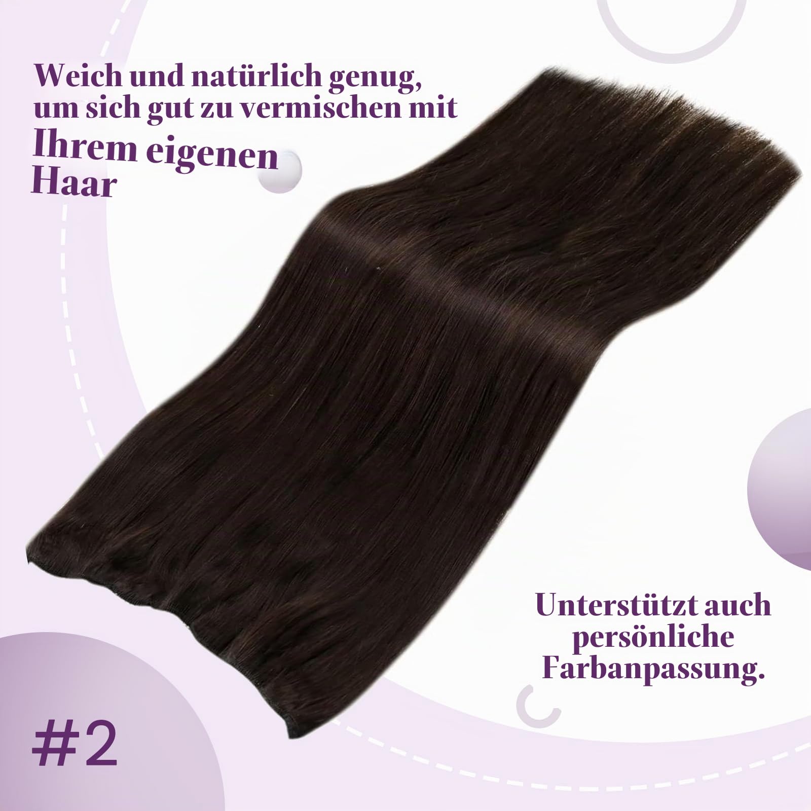 LaaVoo Wire Hair Extensions Echthaar Dunkelbraun Extensions Echthaar mit Unsichtbarem Draht Braun Flip in Echthaar Extensions Remy Menschliches Haar Dunkelstes Braun 50 cm #2 100g