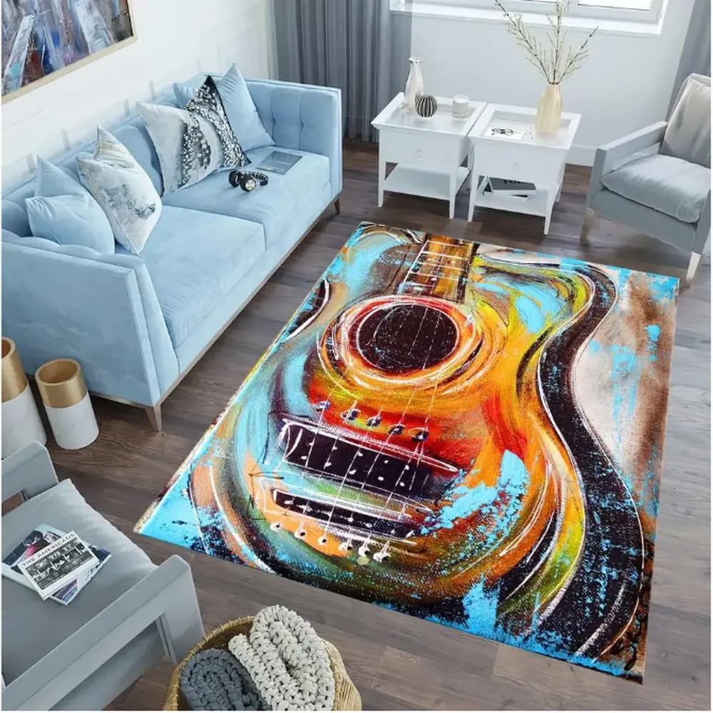 Tapis de sol lavable et antidérapant motif instruments musique 100x160