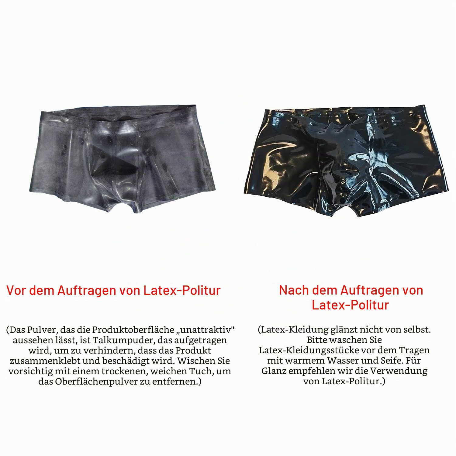 Schwarz Latex Boxershorts Männer,Niedrige Taille Gummi Shorts