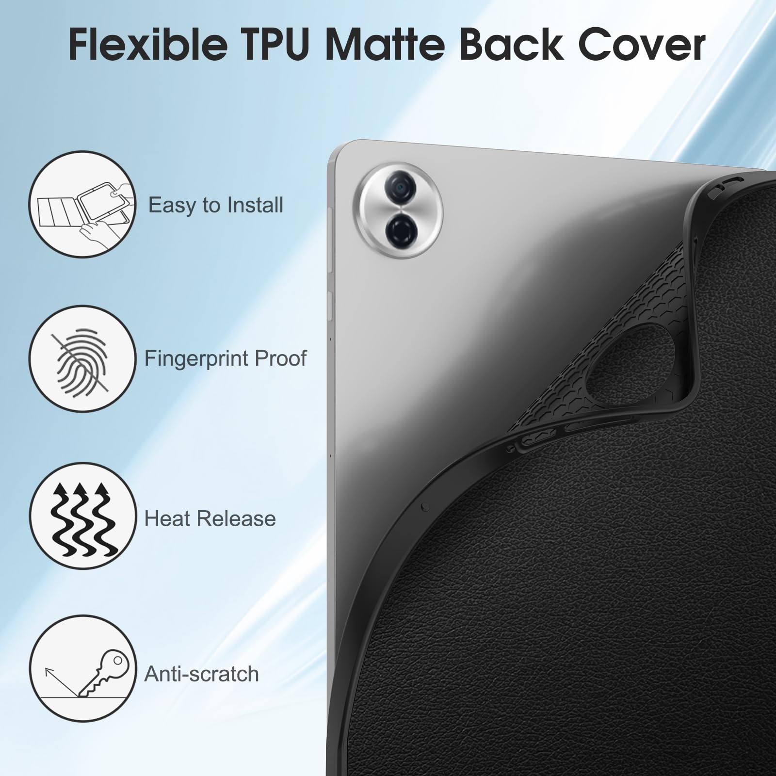 Fintie Etui na tablet Honor Pad 10/Pad 20 12,1 cala 2025 z uchwytem na długopis - ultracienkie, miękkie etui ochronne z TPU z funkcją automatycznego wygaszenia/wybudzenia, czarne