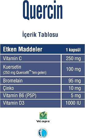 Quercin Kuersetin Fosfolipidler Phytoseme Teknolojisi Vitamin Ve Mineral 30 Bitkisel Kapsül
