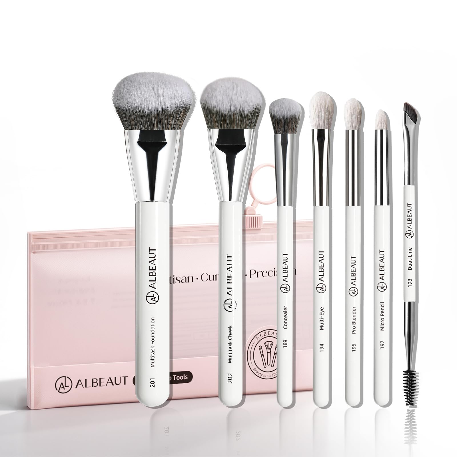 Makeup Brushes Set, Albeaut 7Pcs Face Eyeshadow Brushes Kit with Preminum Bristles Liquid Foundation Concealer Blending Tools Professional & Travel