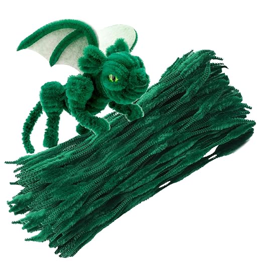 100 PCS Chenille Stem, Bump Chenille Stems, Green Pipe Cleaners Crafts Supplies for DIY Arts Crafts Decorations