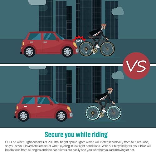 Miniatura 7 de Waybelive 2 Pack LED Bike Wheel Light, Remote Control Bicycle Tire LED Light, Wheelchair Light, 16 Color Change by Yourself, Waterproof, Super