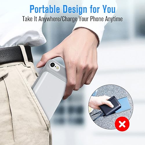 Miniatura 8 de DOKYW Funda de batería para iPhone 876s6SE (20202022), 6000mAh portátil recargable protectora protectora iPhone 8766SSE, funda de carga inteligente