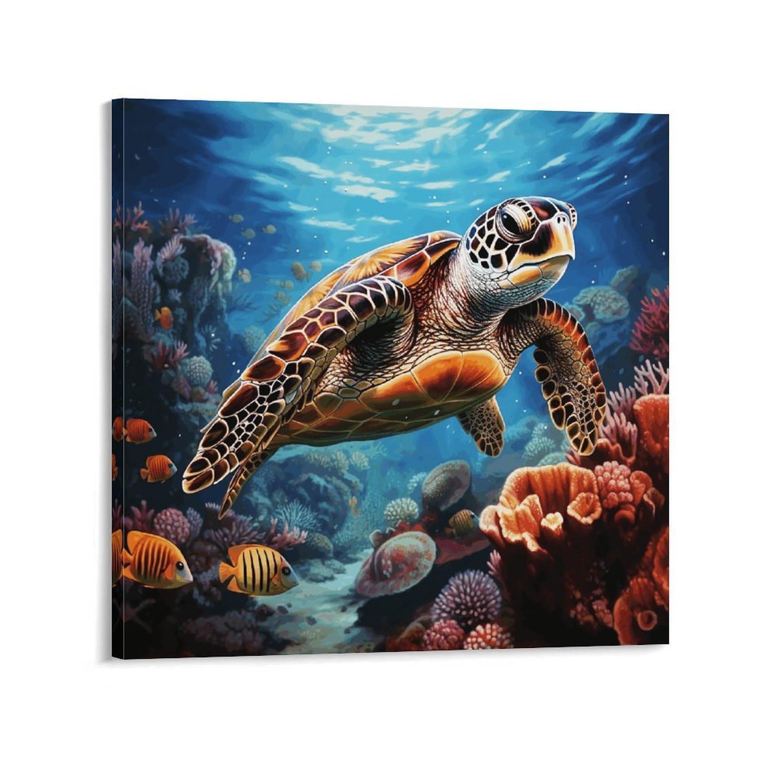 Sea Turtles Diamond Painting Canvas Wall Art for Bedroom 20x20inch(50x50cm) Canvas Prints Artwork for Walls Modern Picture Artwork Painting for Living Room Aesthetic Wall Paintings for Bathroom Kitche