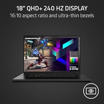 Razer Blade 18 Gaming -Laptop: NVIDIA GeForce RTX 4070 13th Gen Intel 24-Core i9 HX CPU 18 QHD+ 240Hz - 32GB -RAM - 1TB SSD CNC Aluminum Compact GaN -Charger - Windows 11 -Chroma RGB