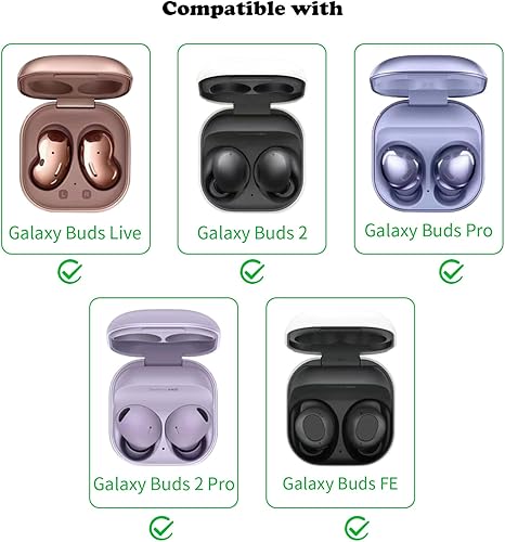 Miniatura 9 de Compatible con Samsung Galaxy Buds2 Pro (2022), Galaxy Buds 2 (2021), Galaxy Buds Live (2020), Galaxy Buds Pro (2021), funda de carga de silicona