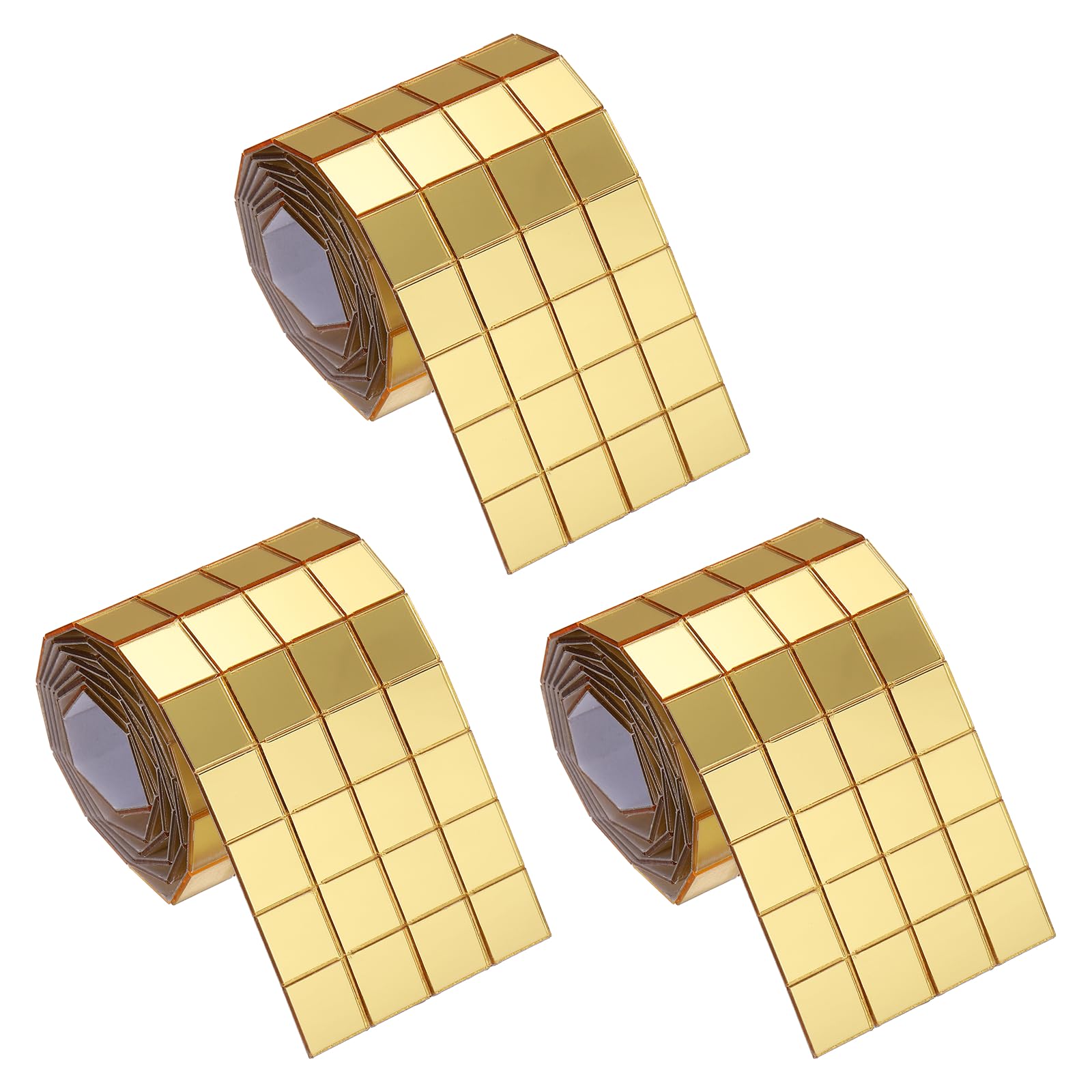 sourcing map 720 Pcs Mirror Mosaic Tiles 10 x 10 mm Square Acrylic Self-Adhesive Disco Ball Mirror Tiles Sticker for DIY Craft Decoration Art Collage Card Making, Gold
