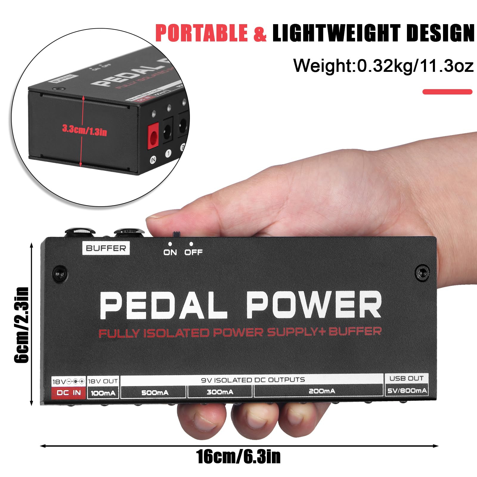 AKLOT Fully Isolated Guitar Pedal Power Supply 10 DC