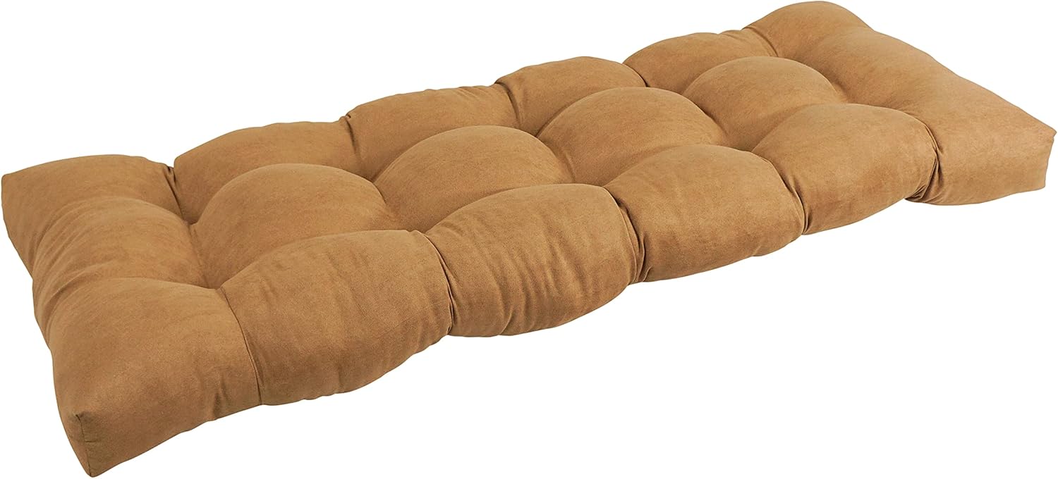 Blazing Needles Microsuede Tufted Bench Cushion, 46 x 19, Camel
