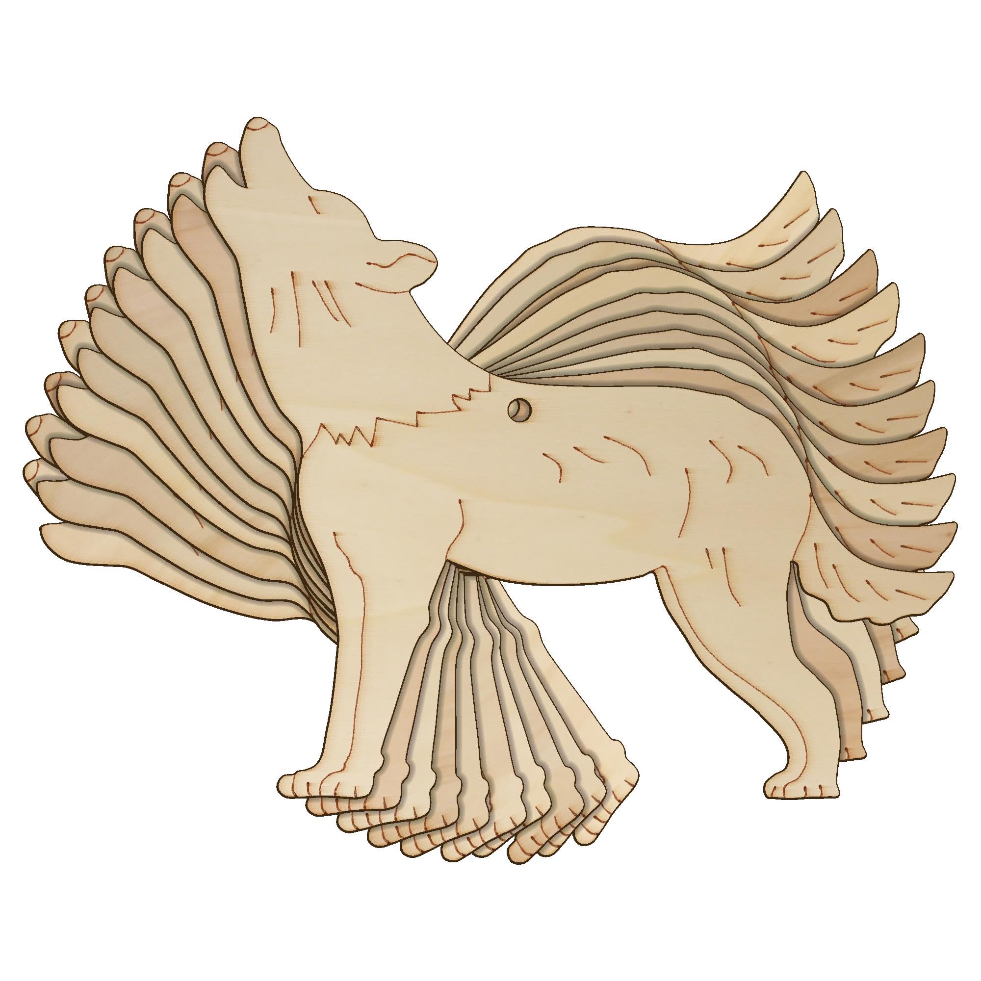 10x Wooden Standing Howling Wolf Craft Shape 3mm Ply Dogs Animals Wild Prey(12 x 13.2cm,Hole Top Centre)