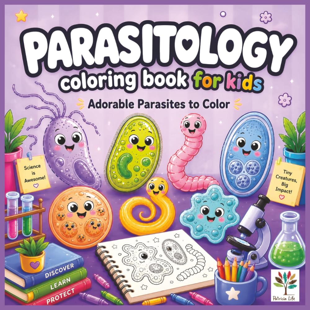 Parasitology Coloring Book for Kids: Cute Parasites to Color, Learn, and Discover Science
