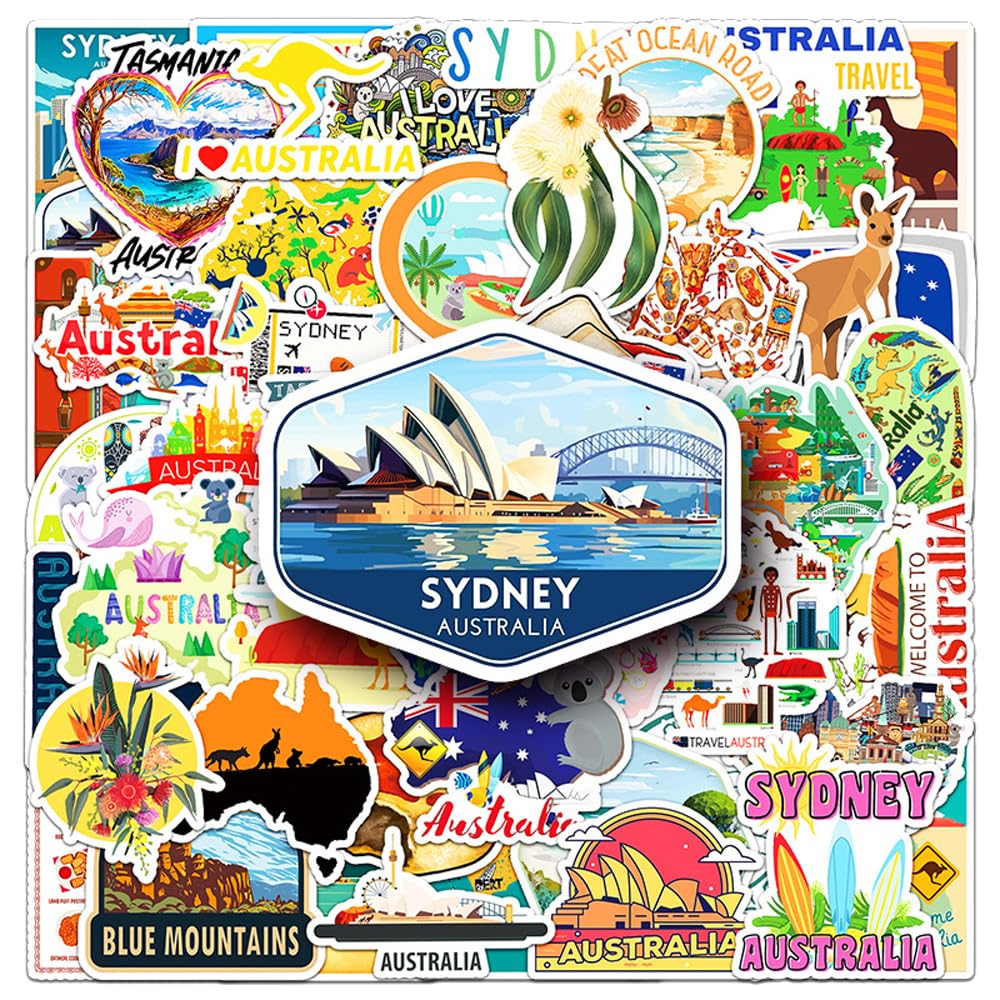 Amazon.co.jp: オーストラリア ステッカー 50枚セット PVC 防水 シール