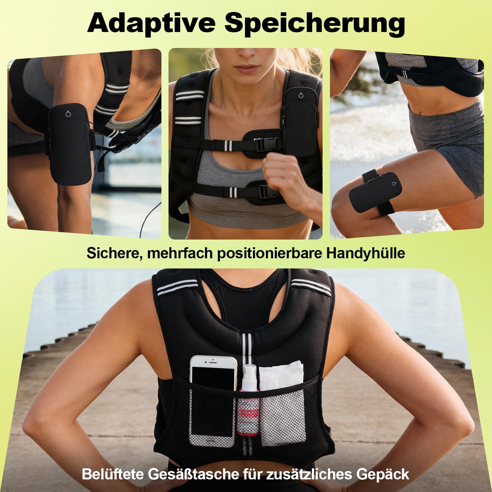 POWER GUIDANCE Gewichtsweste 6-20LB (2.7-9kg) Fix, Neopren Wasserdicht & Atmungsaktiv, Verstellbarer Brustgurt (89-127cm), Mit Staufach für Fitness, Laufen, CrossFit
