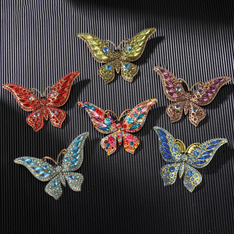 Rhinestone Butterfly Brooch Elegant Lapel Pins Dress Jackets Sweater Accessories Jewelry Gift for Women Girls Daily Decoration,1PCS