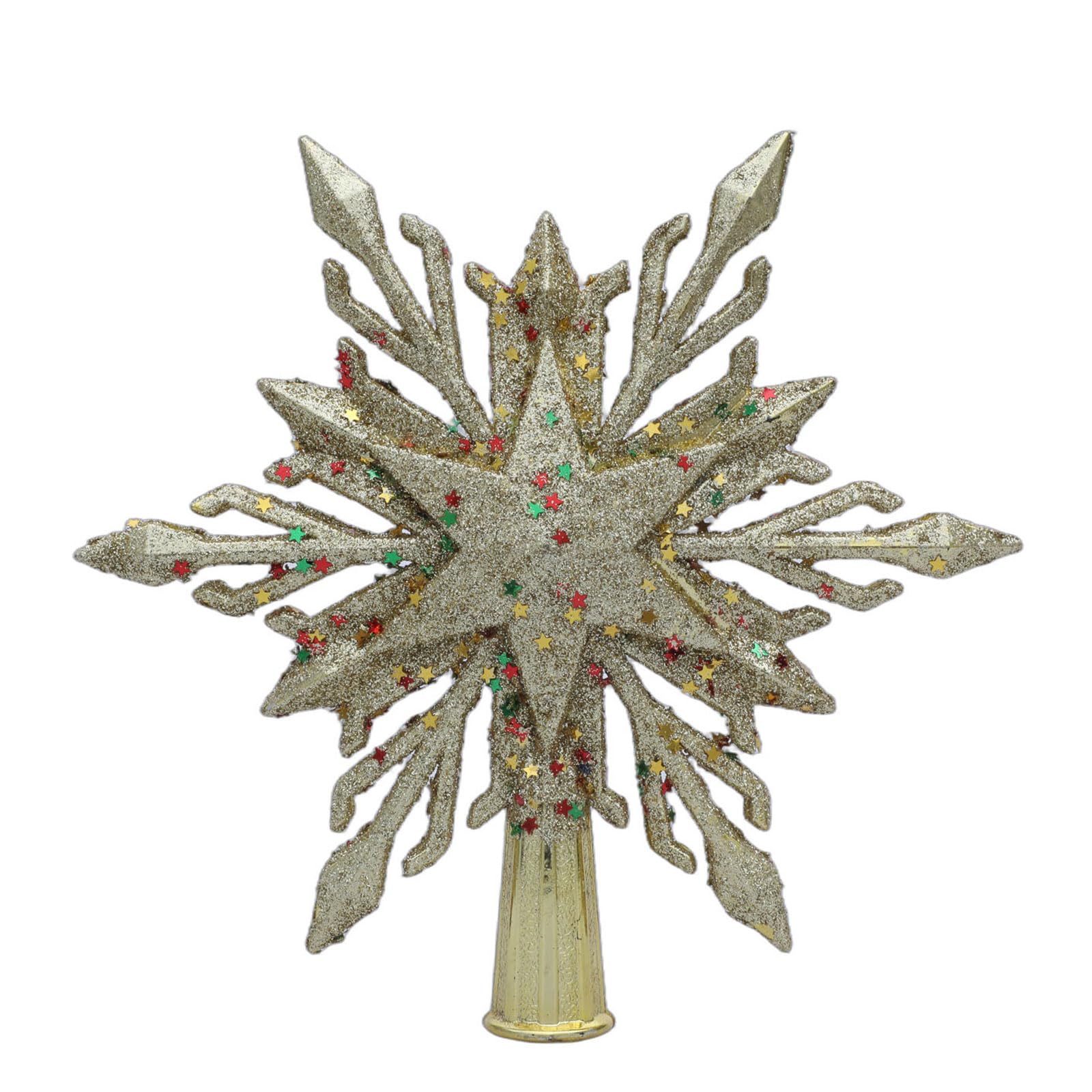 Oxxggkao Shimmering Gold and Silver Snowflake Tree Toppers Celebratory Tree Toppers Ornament for Holiday Celebrations Christmas
