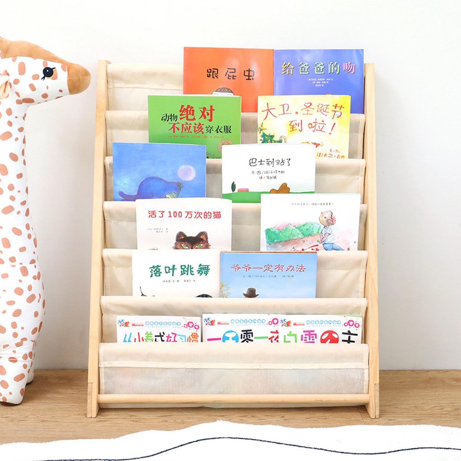 Estantería de Libros de para Madera para niños, Gran, 60x30x50CM | para fomentar la lectura temprana en la sala de juegos.