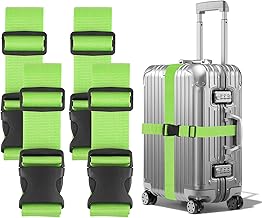 Set of 4 Suitcase Straps - Travel Suitcase Strap, 200 x 5 cm, Travel Accessories, Secure Suitcases from 20 to 32 Inches (Fluorescent Green)