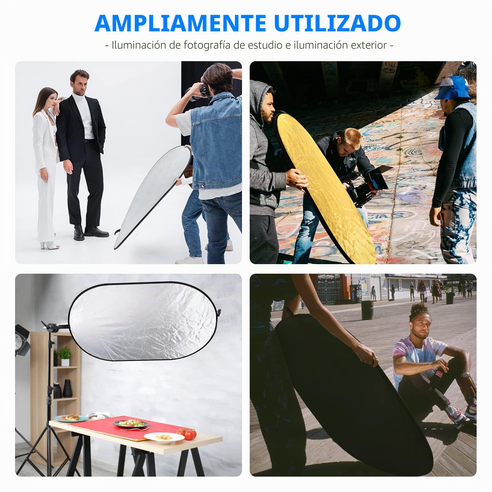Neewer 5-in-1 Reflector de luz professional, plegable multi discos ovalado (80 x 120 cm) translúcido, plateado, negro, dorado y blanco