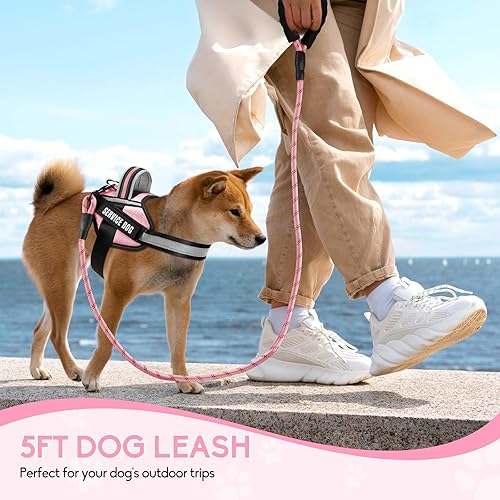 Miniatura 4 de Juego de arnés y correa de chaleco para perro animire en entrenamiento con 8 parches para perro correa reflectante para perro con mango acolchado