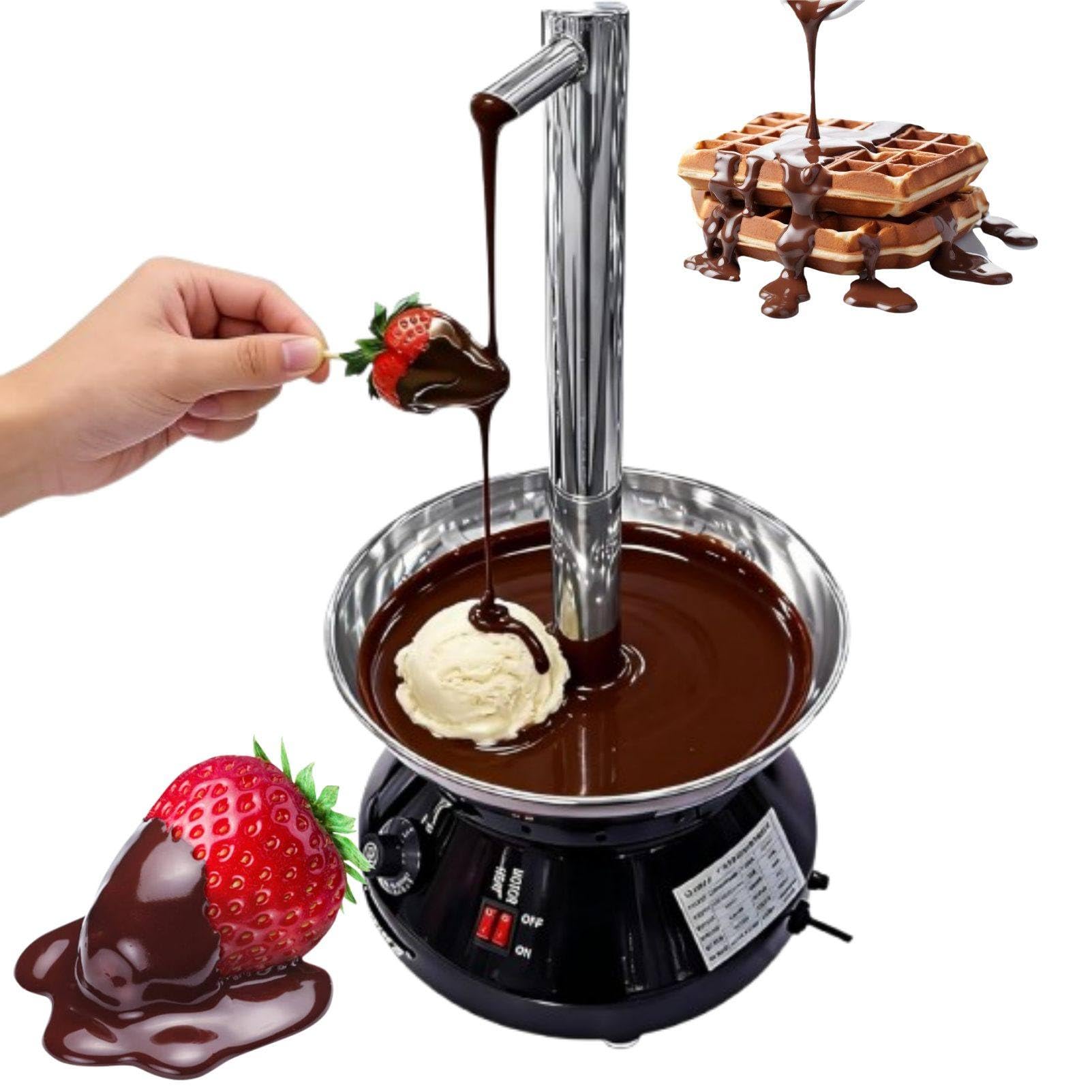 MhWrughts Chocolate Fountain Machine, Faucet Style Chocolate Melting Pot with 3000ML Capacity, Stainless Steel Chocolate Fondue Fountain for Parties, Weddings & Dessert Bars