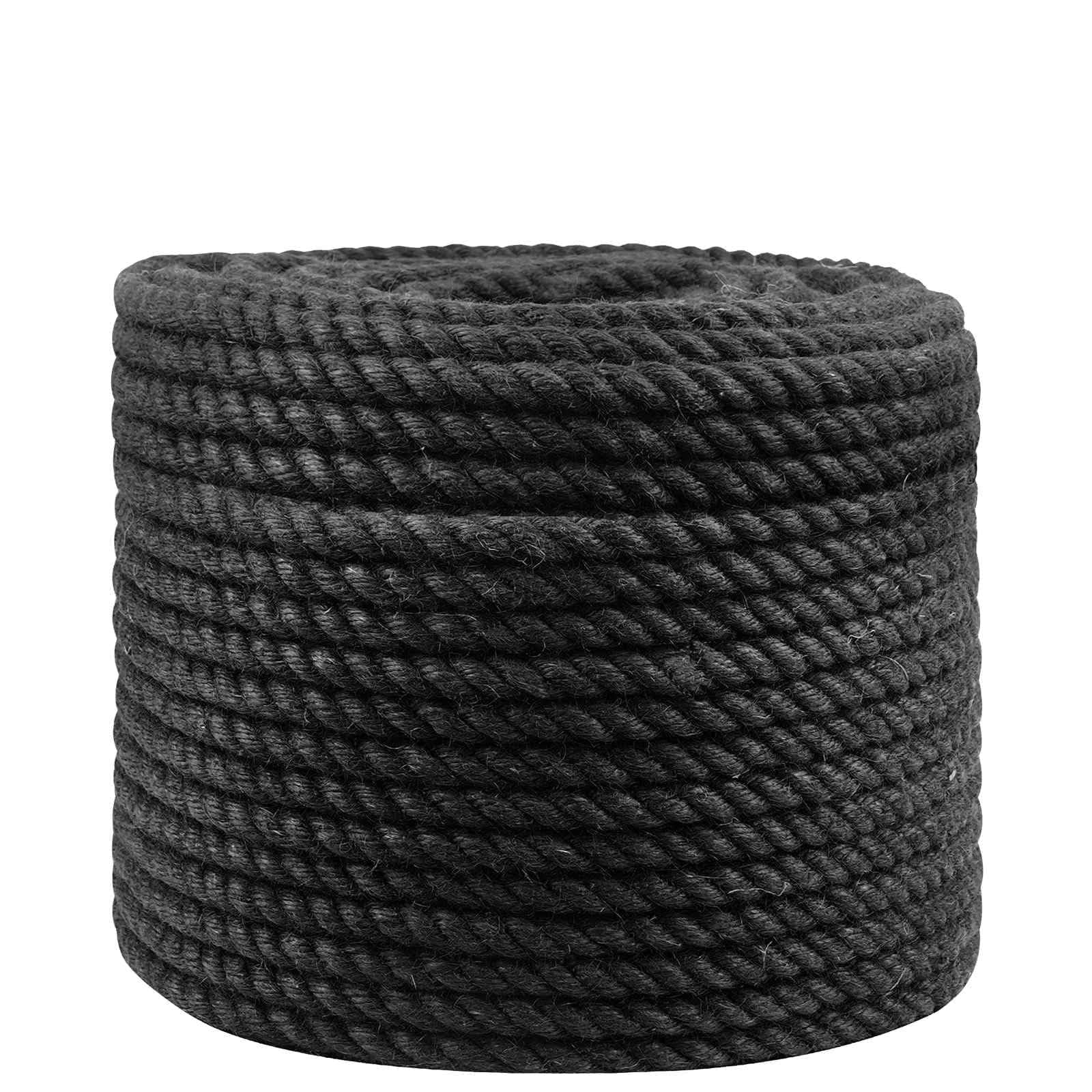 Corde en Jute 14 mm Noire, 100% Jute Tossa, 3 Brins, pour Jardinage