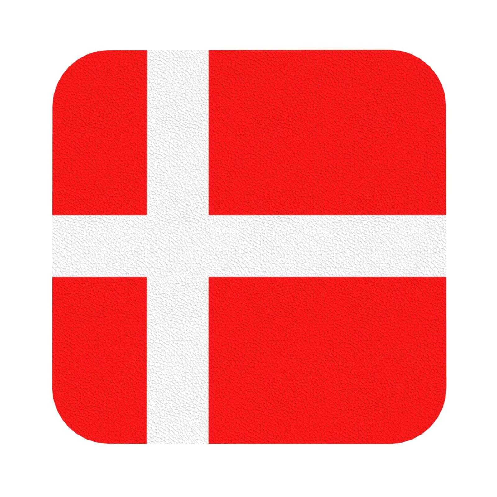 Gqwjksz Square Denmark Danish Flag Print Leather Coasters Set Of 4, Coffee Tea Coasters, Hot Drinks Coaster, Four Shapes To Choose From