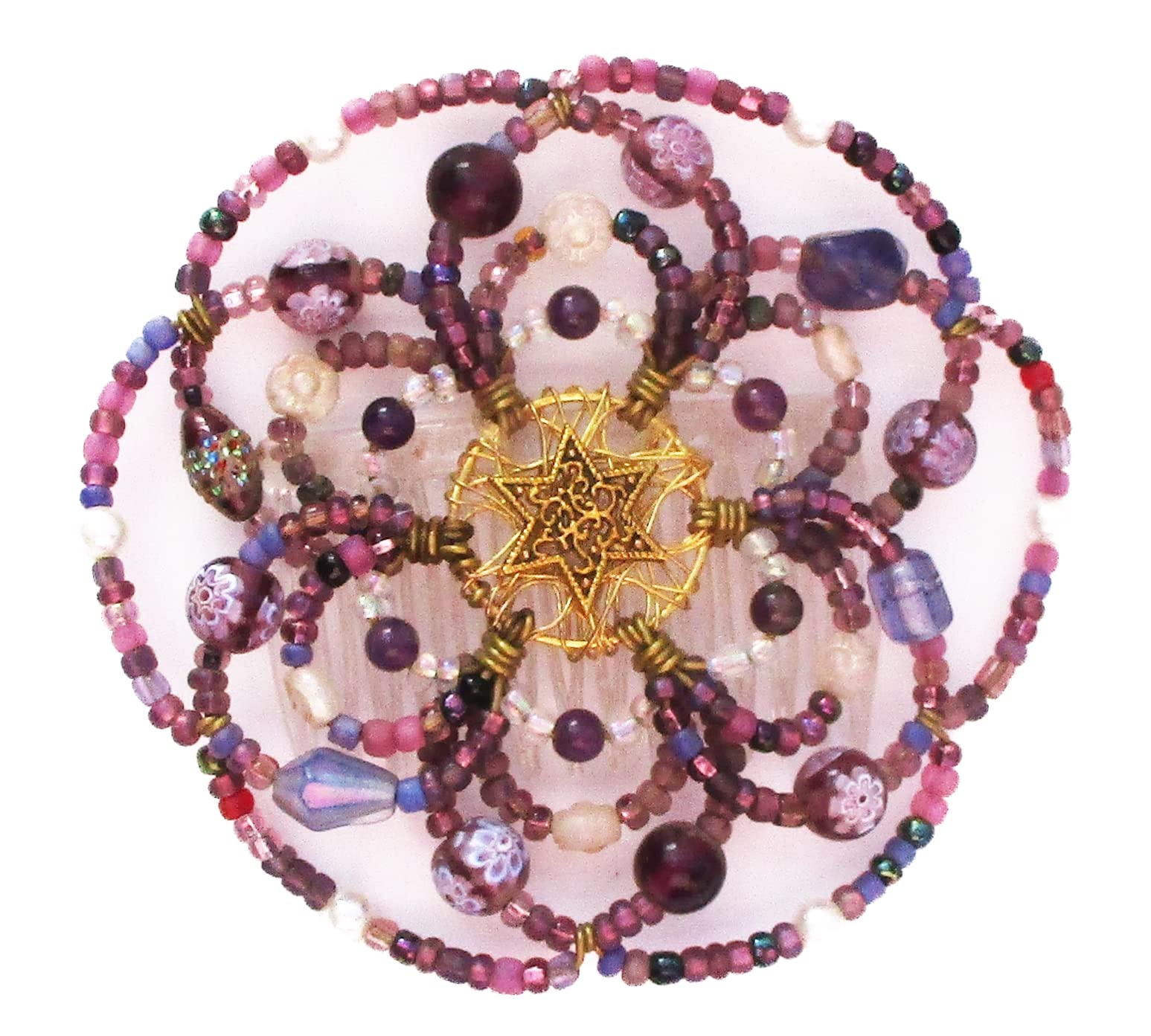 HandmadeBeaded Kippah for Women - Purple Royalty
