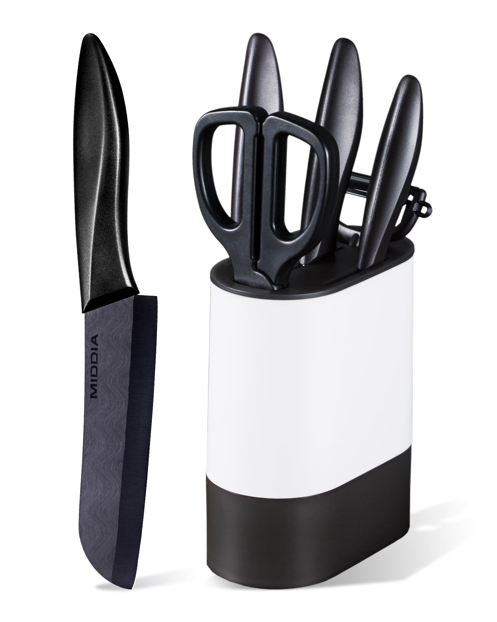 Kitchen Knife Set 6 Pieces Ceramic Essential Knife Set with Block Rust-Resistant Blade with Ergonomic Handle Housewarming Gift