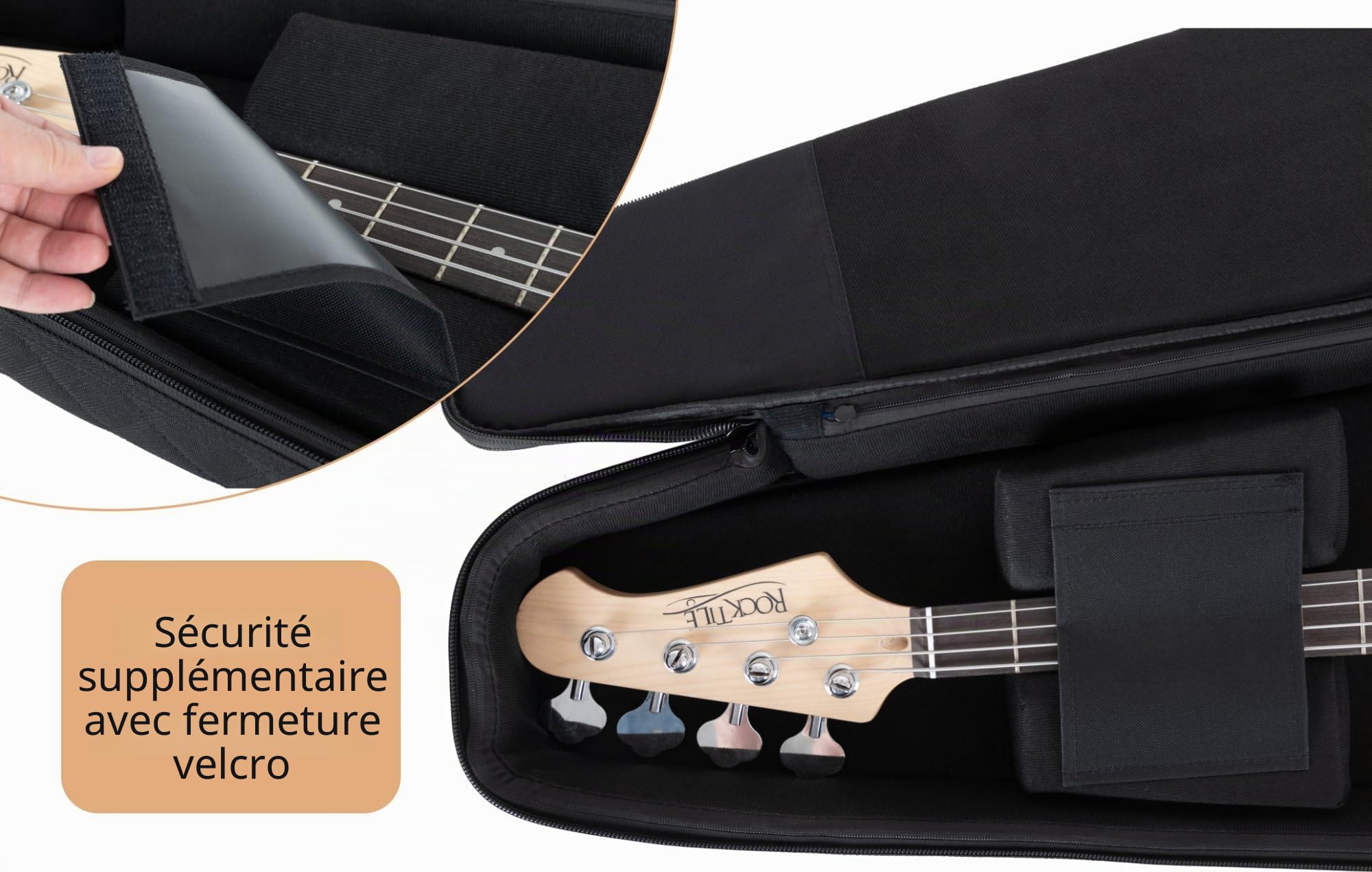 Shaman EBBT-2122BK Housse pour Basse électrique, épaisse et rembourrée, Support de Manche réglable, Poches extérieures, Compartiment Tablette, Bretelles Sac à Dos escamotables, Fixation Auto-agrippan