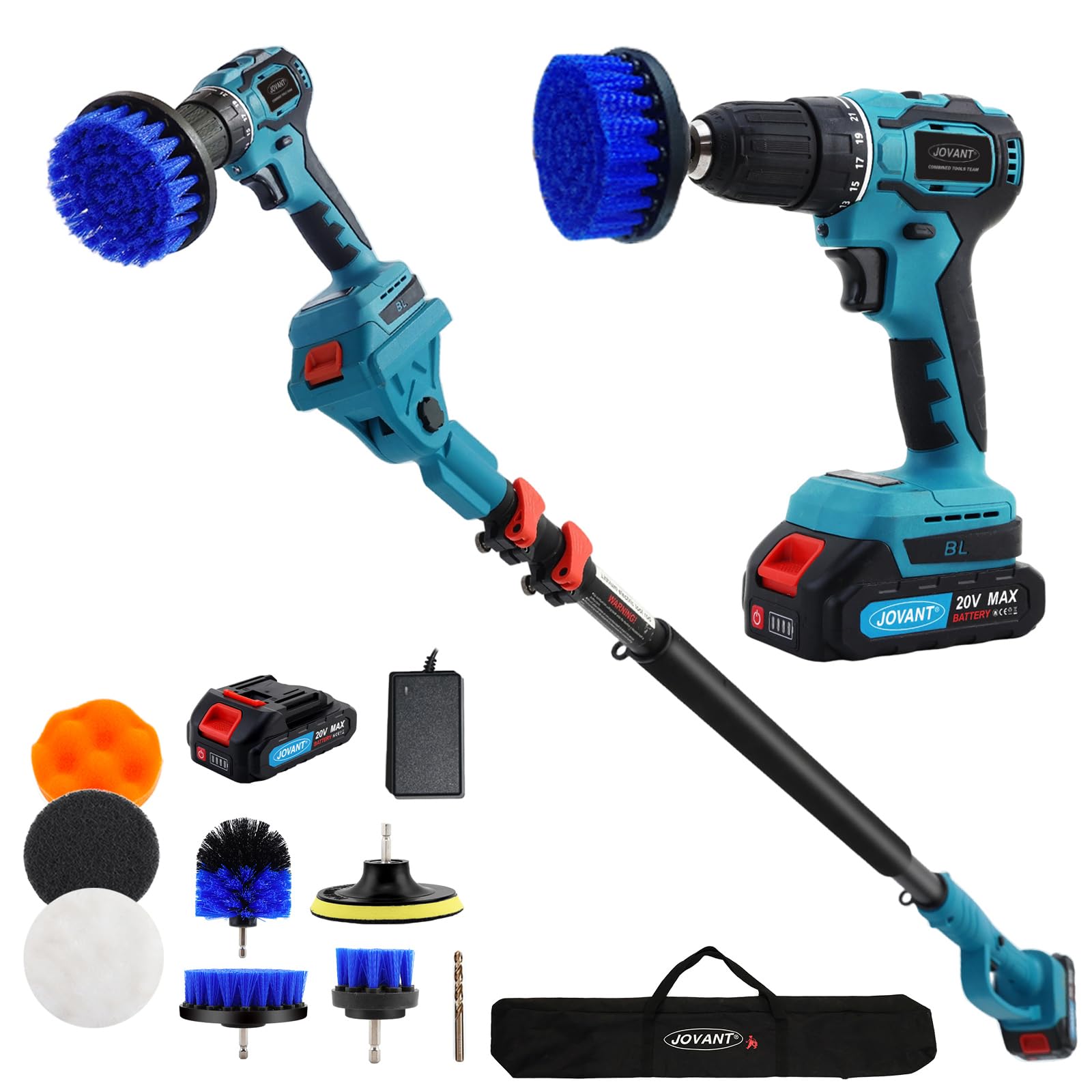 Cordless Power Drill Cleaning Tools Long Handle Scrub Brush for Surface Cleaning of Car Floors and Windows with
