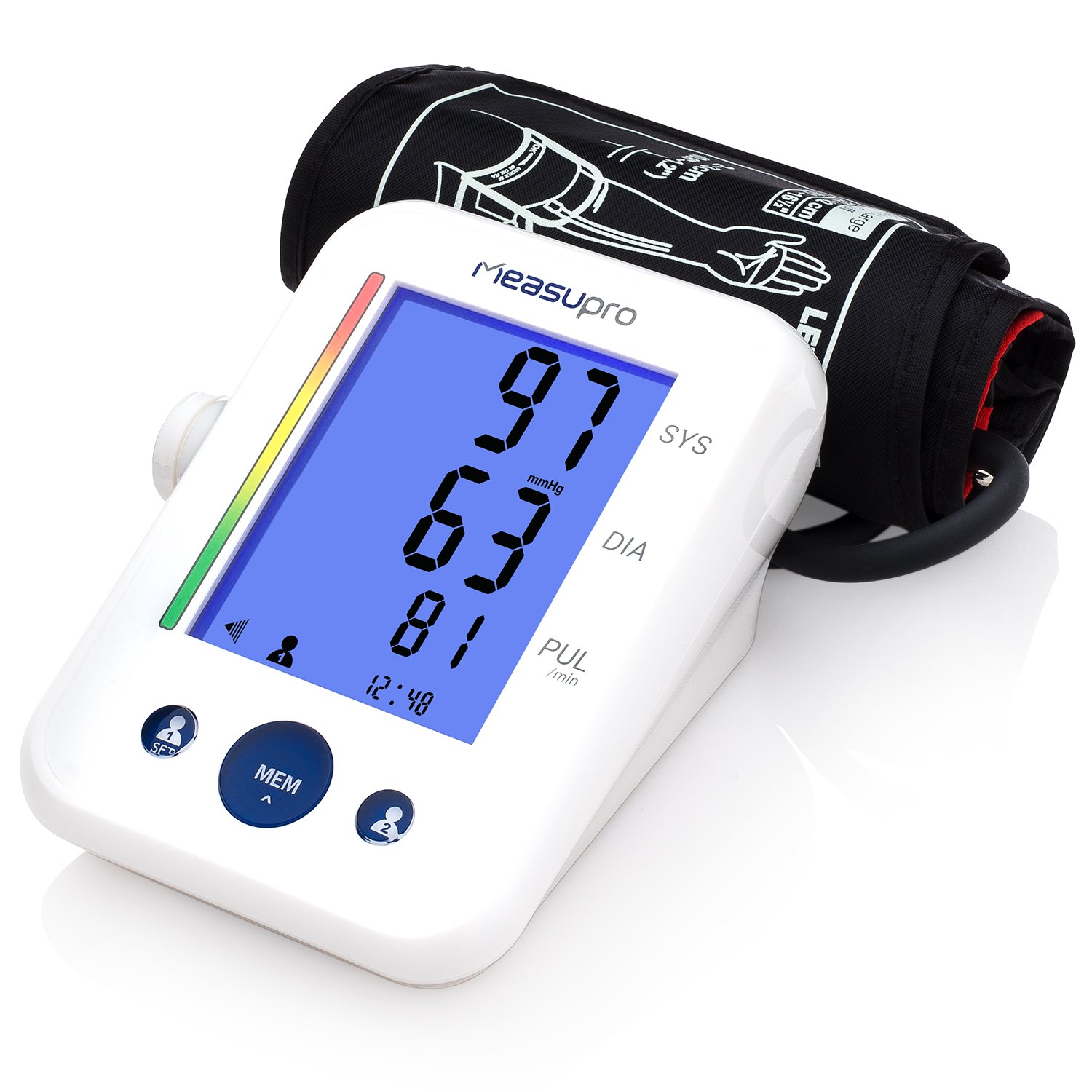 MeasuPro Blood Pressure Monitor with Upper Arm Cuff and Extra Large Screen Digital Screen, BP Machine Fits Standard and Large Arms, Tracker, FDA and CE Approved