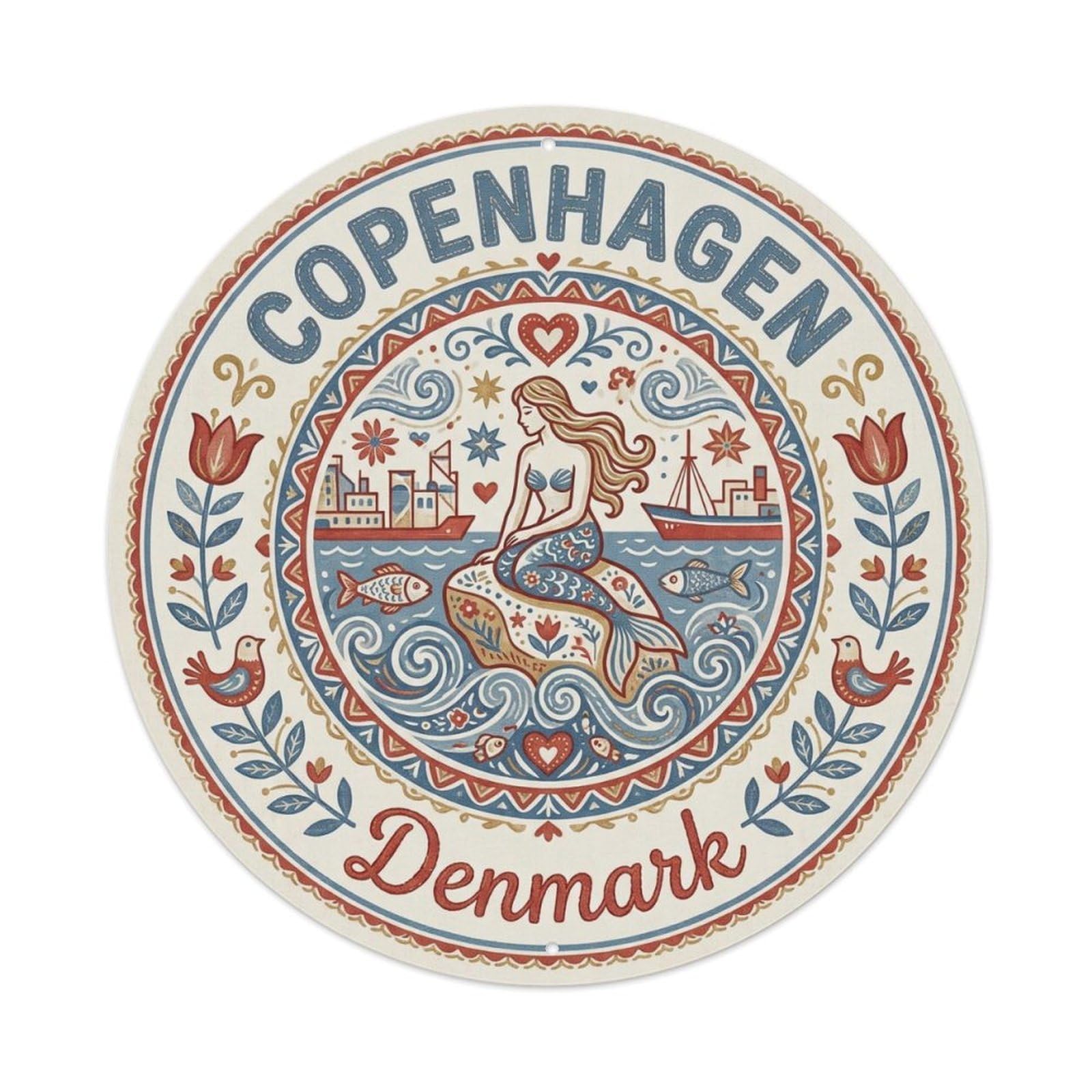 Vintage Travel Copenhagen Denmark Showing Metal Tin Sign