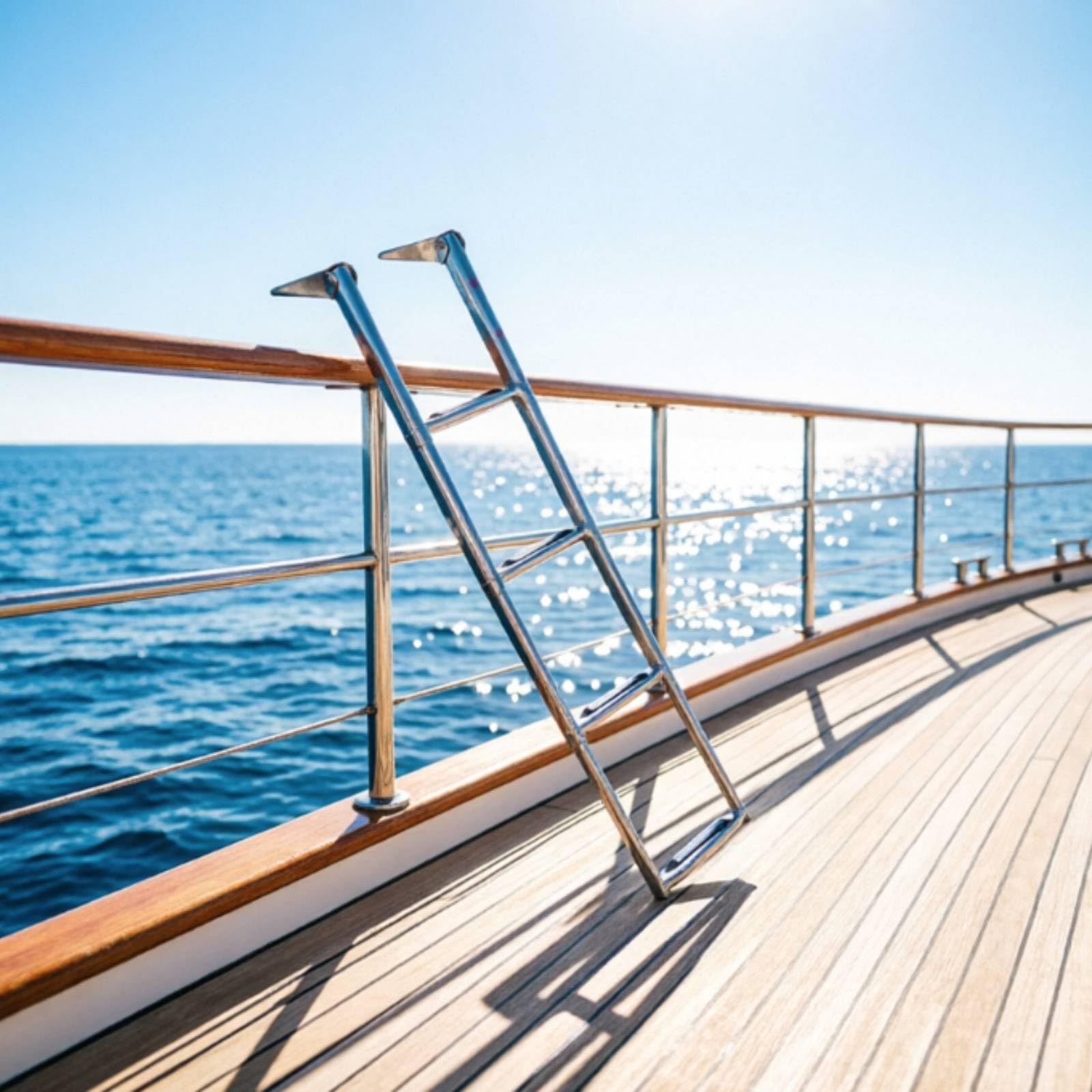 MERIGLARE Échelle Marine Rétractable Pliable en Acier Inoxydable Poli avec Supports Montage Supérieurs pour Accès Stable aux Yachts Voiliers Docks