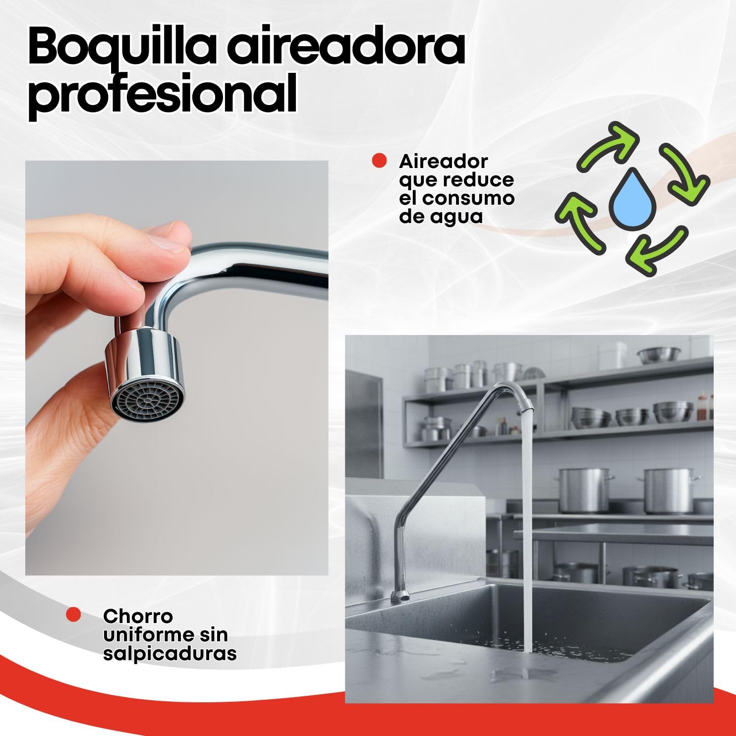 GOLDMAN SERVICE | Caño alto Giratorio con Aireador para Grifo de pedal de cocina industrial | Cuello de Cisne Cromado Acero Inoxidable – Recambio Profesional para Fregaderos de Hostelería