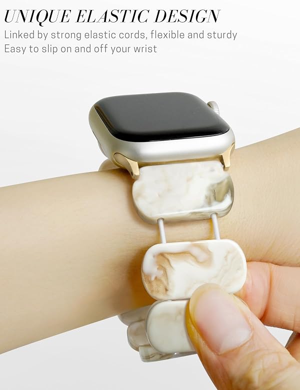 Heesch Compatible with Apple Watch Band for Women 40mm Strecthy Marble Dressy Apple Watch Bracelet 41 iwatch Wristband Fancy 38mm Watch Strap by Heesch - Image 3