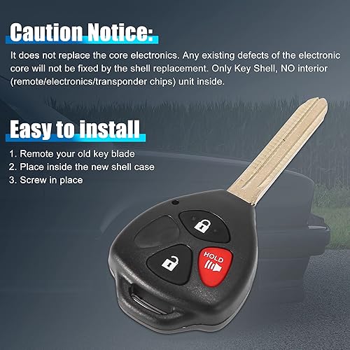 Miniatura 6 de uxcell Funda de repuesto para llavero de coche HYQ12BBY para Toyota Camry 2007-2010 4 botones de llave negro
