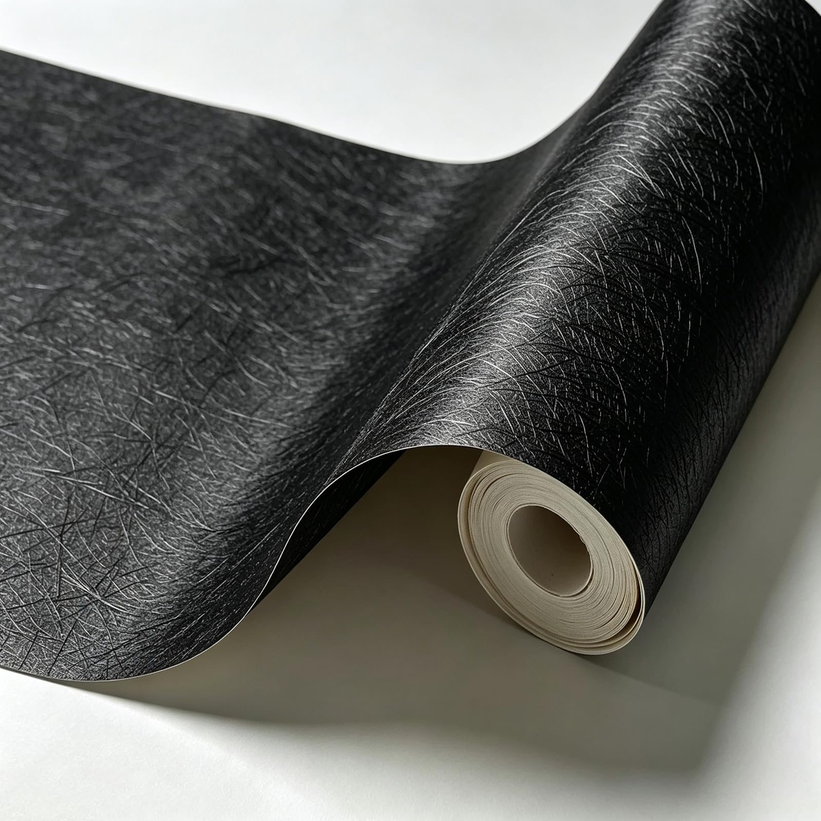 Papier Peint adhésif imperméable et Lavable, Rouleau Vinyle Autocollant Durable pour comptoir, armoires, Meubles, décoration et revêtement Mural Facile à Poser, Black, 60cmx5m